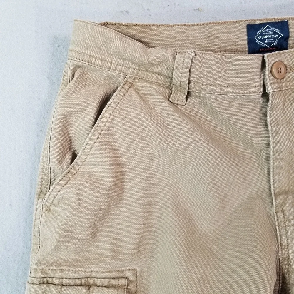 St John's Bay cargo pants men's 32x29 regular fit straight Brown stretch Flex